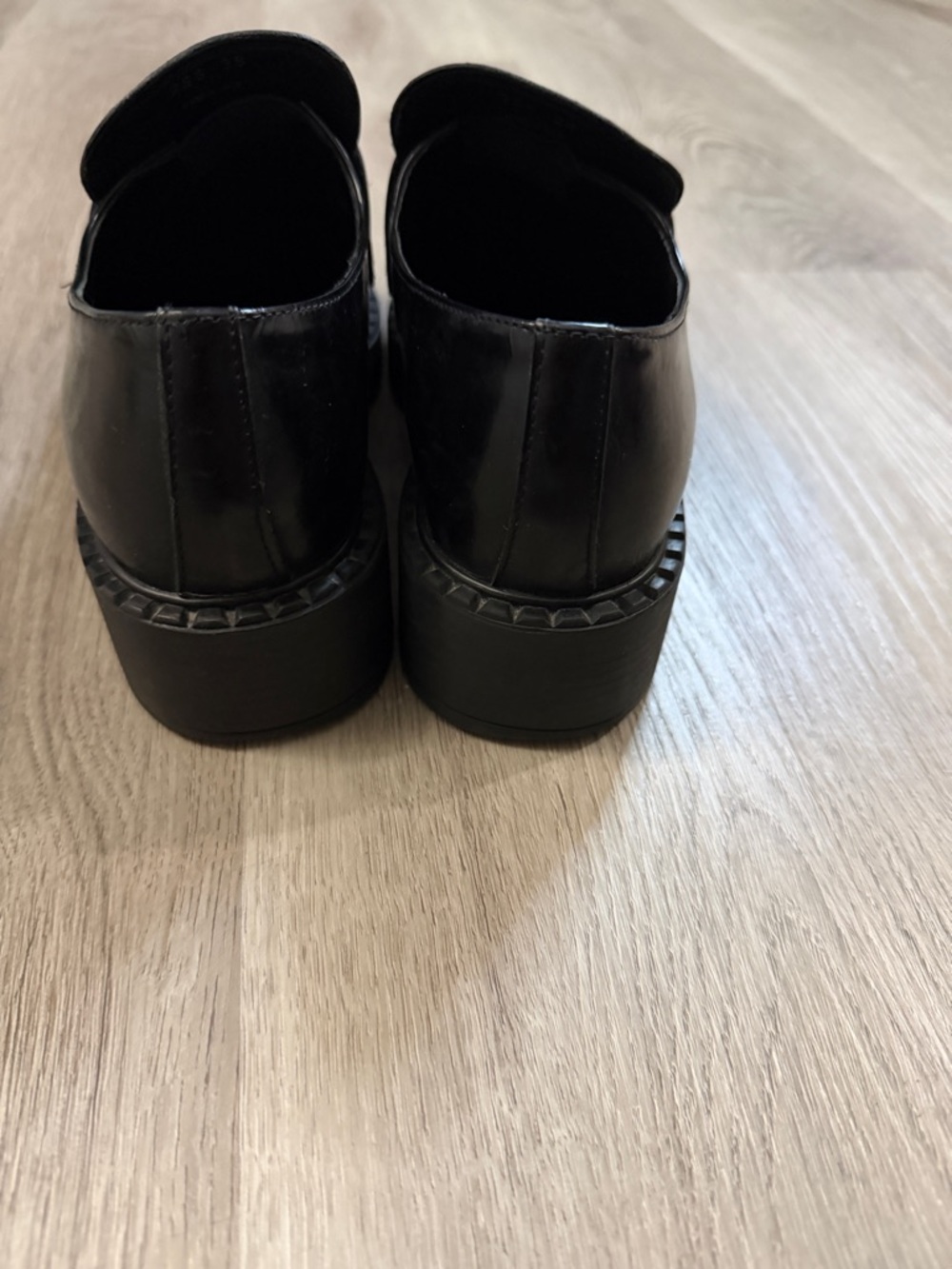 Prada Black Leather Penny Loafers with Metal Triangle Logo - Picture 12 of 16